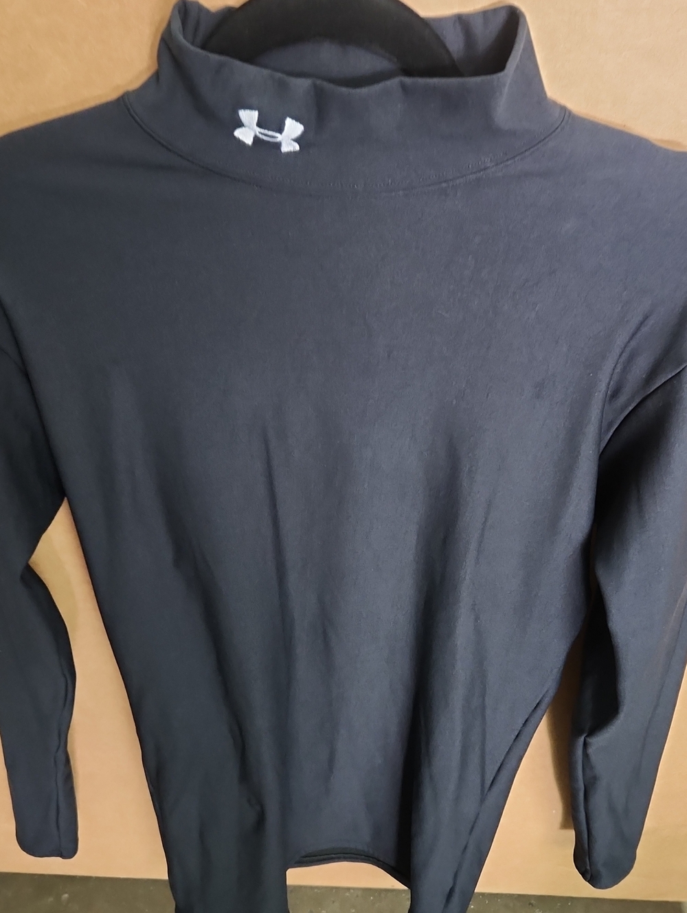 Under Armour Men’s Black Mock Neck Long Sleeve Top with White Logo